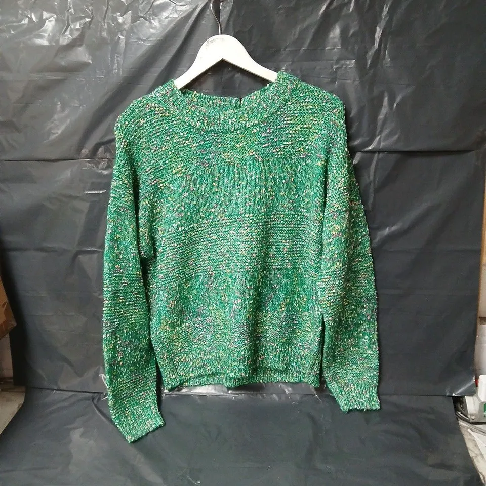 ICHI LONG SLEEVE SWEATER IN GREEN MULTI - MEDIUM