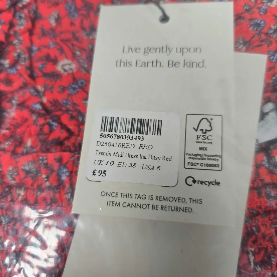 BAGGED NOBODYS CHILD TASMIN MIDI DRESS - SIZE 10