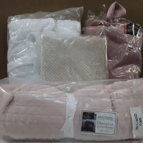 BOX TO CONTAIN AN ASSORTMENT OF CURTAINS,THROWS AND BATH ROBES ECT