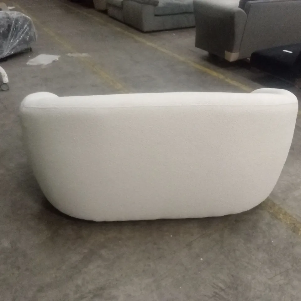 ROUNDI 2 SEATER CURVED BOUCLE FABRIC SOFA - CREAM WHITE
