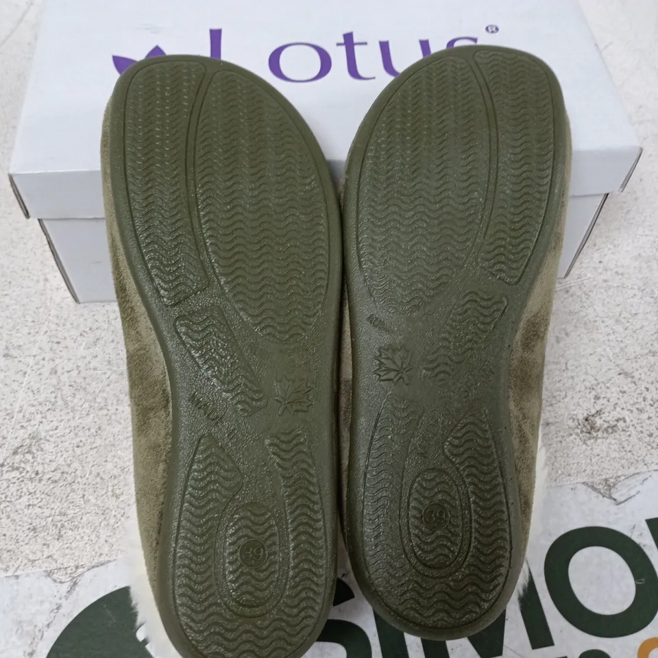 BOXED PAIR OF LOTUS BERNADA SHOES IN KHAKI - EU 39