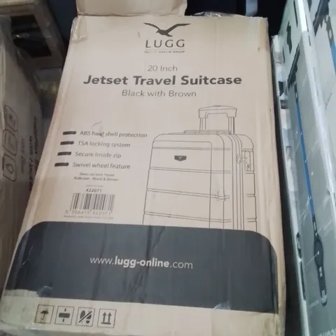 BOXED LUGG 20INCH JETSET TRAVEL SUITCASE BLACK AND BROWN