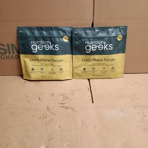 2 X NUTRITION GEEKS LIONS MANE FOCUS+ 180 VEGAN CAPSULES