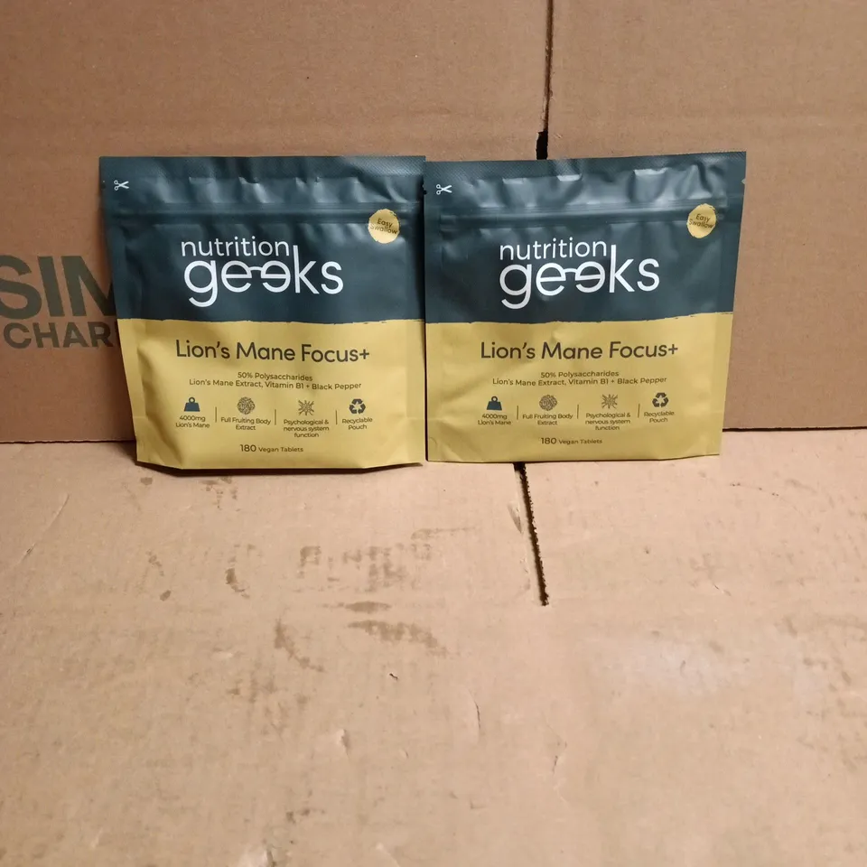 2 X NUTRITION GEEKS LIONS MANE FOCUS+ 180 VEGAN CAPSULES