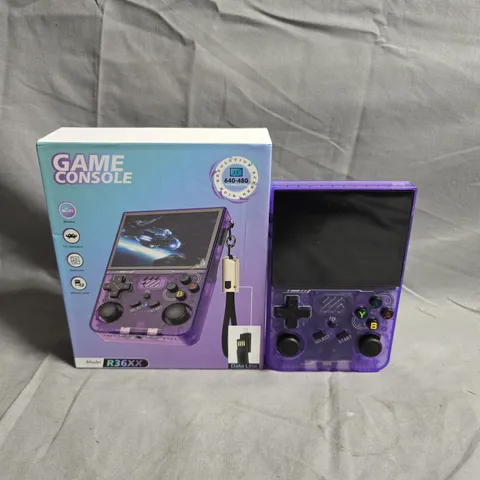 PURPLE HANDHELD GAME CONSOLE – MODEL R36XX 