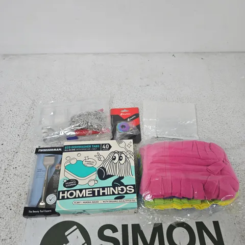 APPROXIMATELY 20 ASSORTED ITEMS INCLUDING TWEEZERMAN, HOMETHINGS ECO DISHWASHER TABS AND A TABLET CASE