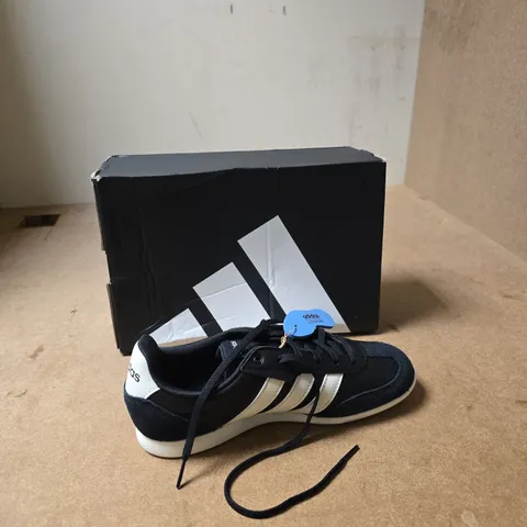 ADIDAS BARREDA SNEAKERS – BLACK WITH WHITE STRIPES (MEN'S) - UK SIZE 5
