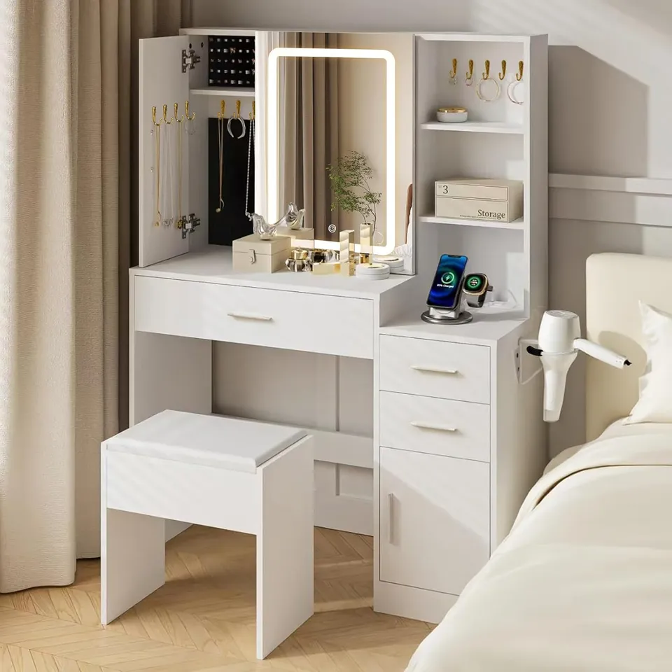 BOXED TUKAILAI DRESSING TABLE SET WITH MIRROR AND STOOL