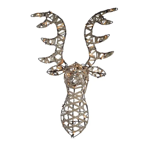 HOME STORIES PRE LIT 70CM RATTAN STAG HEAD