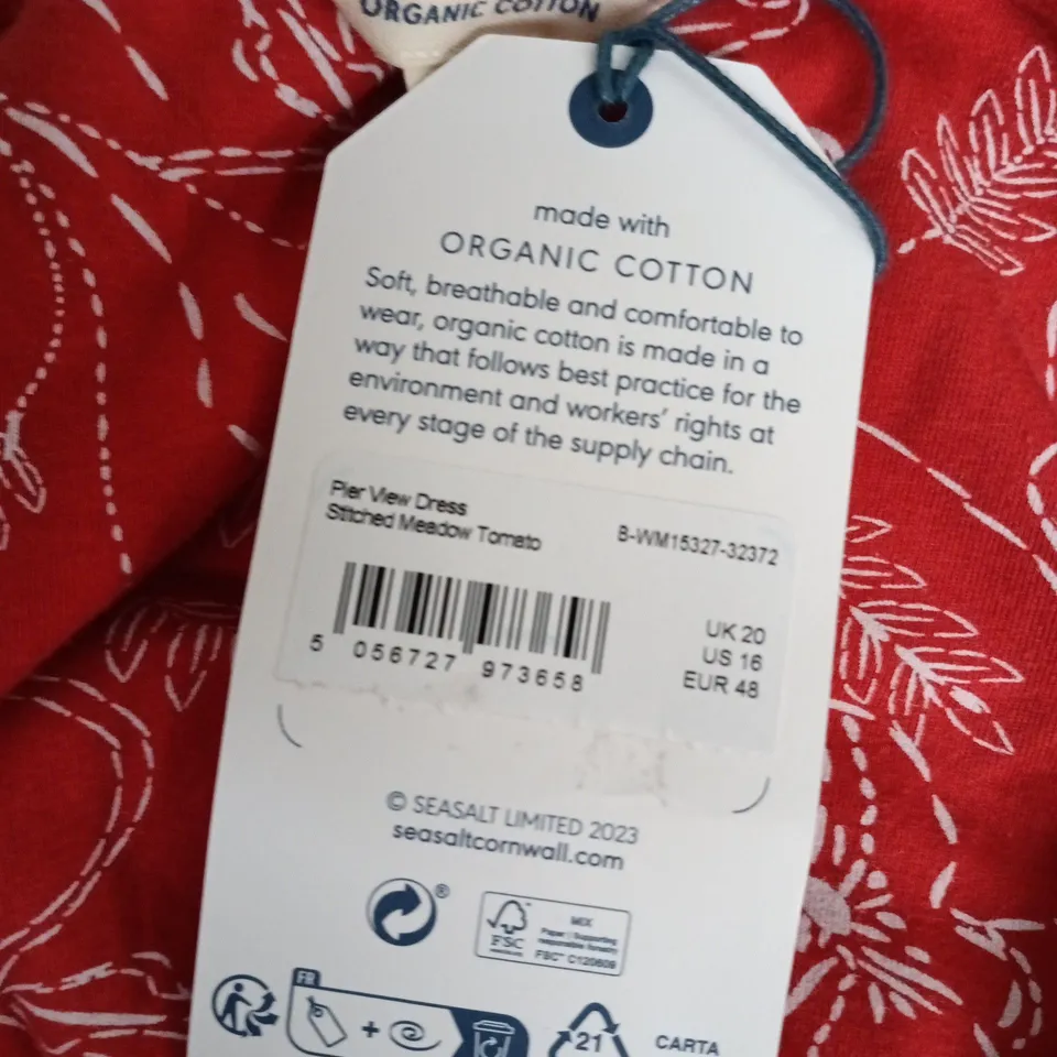 SEASALT CORNWALL PIER VIEW DRESS – STITCHED MEADOW TOMATO, UK 20