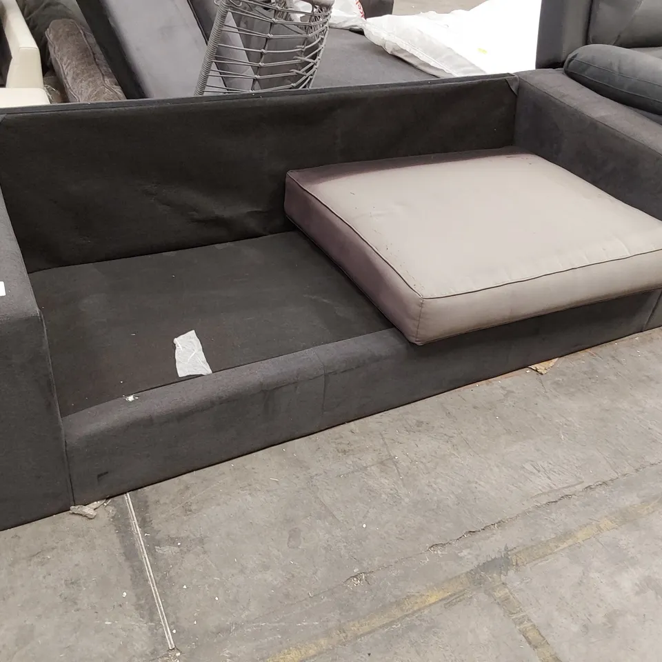 DESIGNER CHARCOAL FABRIC THREE SEATER SOFA FRAME 