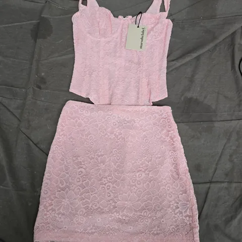 THE CINCHED LACE CORSET MINI SET - BABY PINK, UK 8 (MARSTHELABEL)
