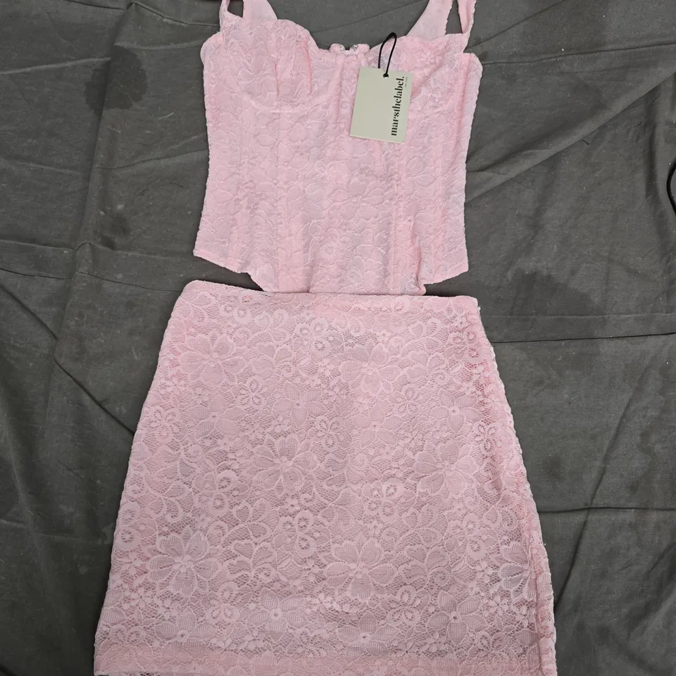 THE CINCHED LACE CORSET MINI SET - BABY PINK, UK 8 (MARSTHELABEL)