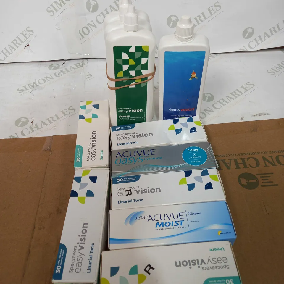 BOX OF ASSORTED MEDICAL APPLIANCES TOO INCLUDE, EYE LENSES AND EYE DROPS 