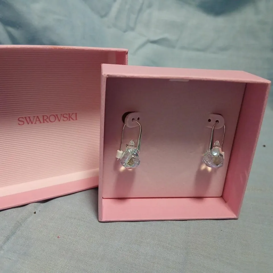 SWAROVSKI CRYSTAL DROP EARRINGS IN PINK PRESENTATION BOX