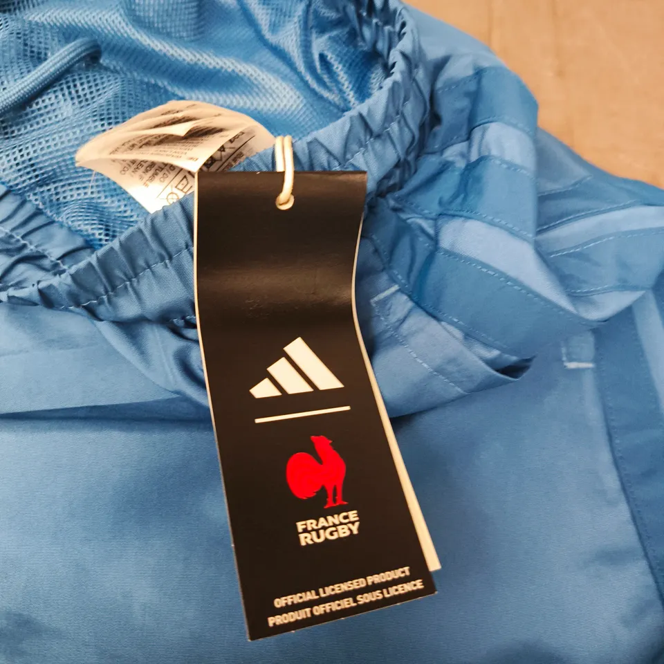 ADIDAS FRANCE RUGBY MENS SHORTS BLUE SIZE LARGE