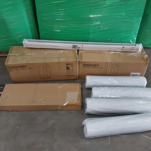 PALLET OF ASSORTED CONSUMER PRODUCTS TO INCLUDE: ELECTRIC CLOTHES DRYERS, WIRELESS SPEAKER STAND, ROLLER BLIND, PORTABLE AIR CONDITIONER PARTS ECT
