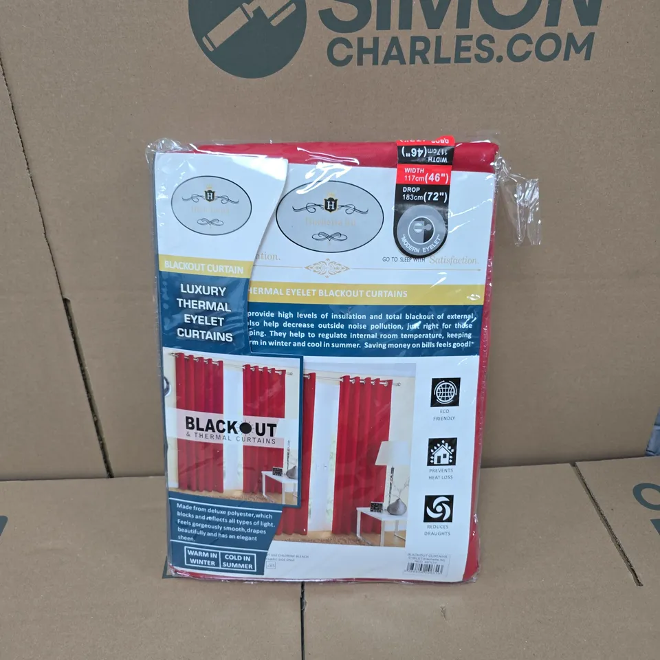 HACHETTE LUXURY THERMAL EYELET CURTAINS IN RED (46X72")