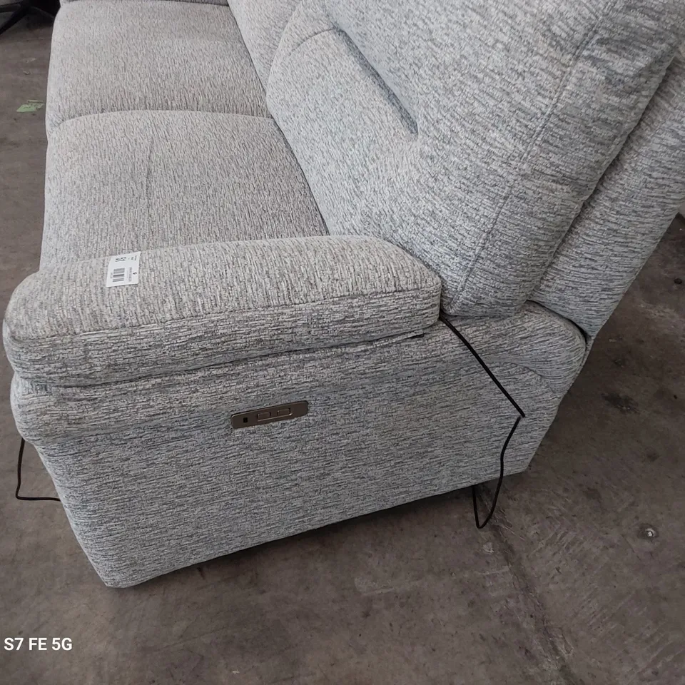 QUALITY BRITISH DESIGNER G PLAN SEATTLE POWER RECLINING THREE SEATER SOFA MIRAGE ASH FABRIC 