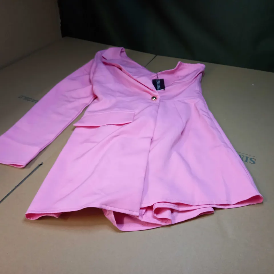 ISAWITFIRST PINK ONE SHOULDER ASYMETRIC BLAZER PALYSUIT - SIZE 10