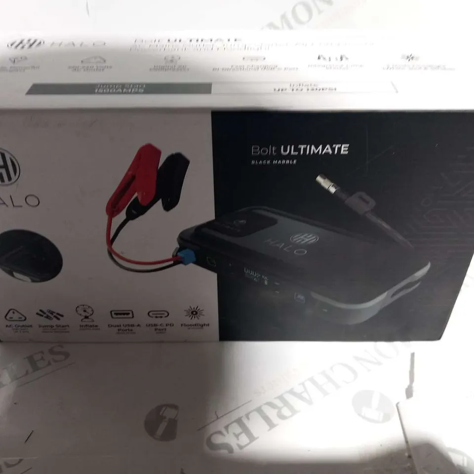 BOXED HALO BOLT ULTIMATE POWER BANK W/JUMP STARTER AIR COMPRESSOR & AC OUTLET