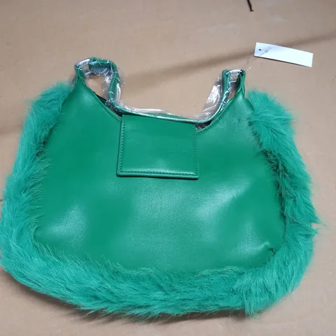 TOPSHOP SHANTAE GREEN FAUX FUR BAG