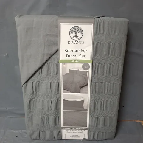 DIVANTE SEERSUCKER DUVET SET IN GREY - DOUBLE