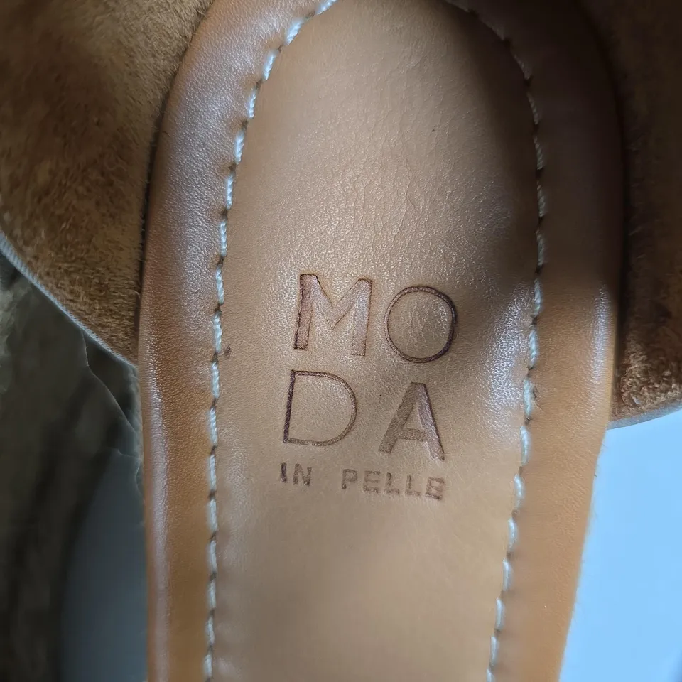 MODA IN PELLE SILVER ESPADRILLE WEDGE SANDALS WITH ANKLE STRAP UK 7