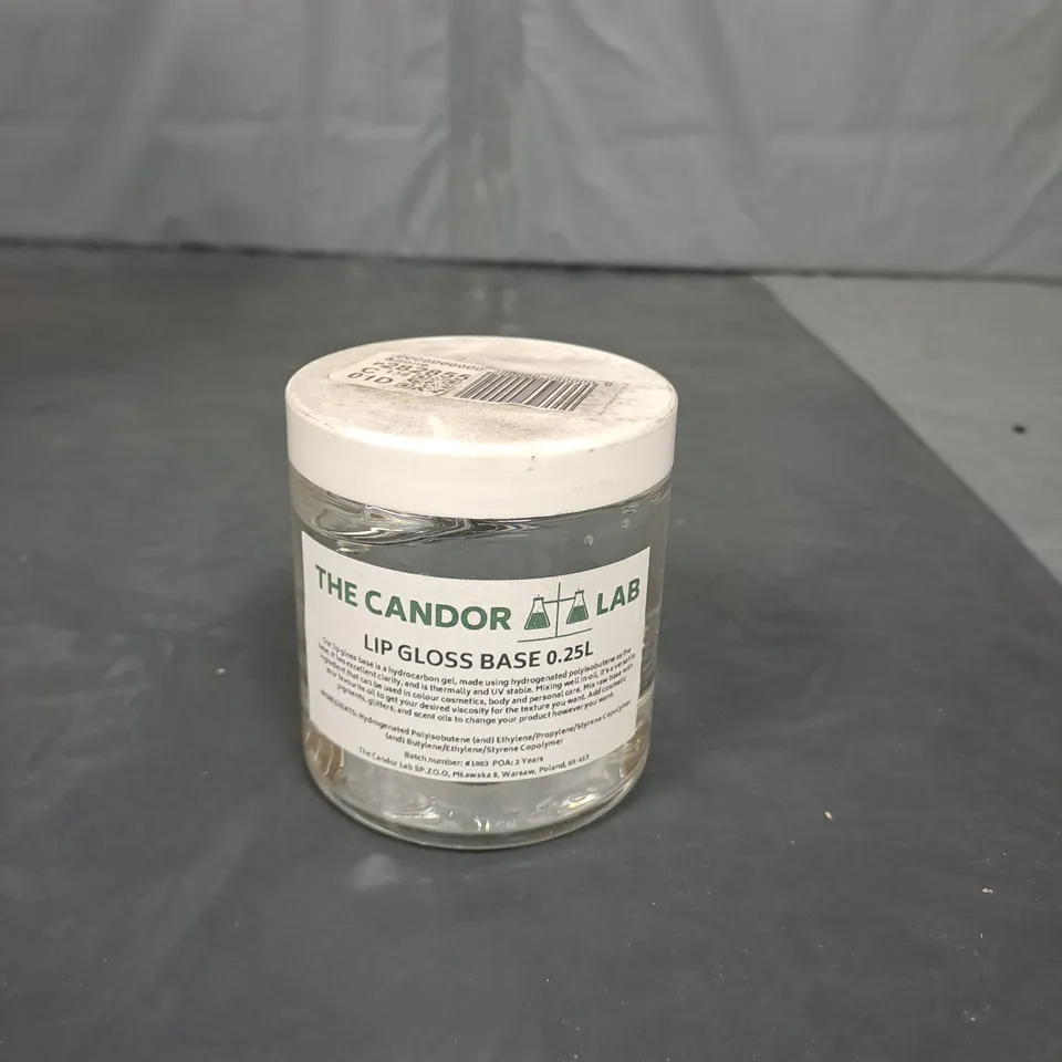 BOX OF APPROXIMATELY 10 TUBS OF LIP GLOSS BASE 250ML
