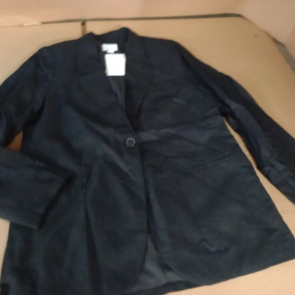H&M LINEN BLEND BLACK BLAZER - EUR S