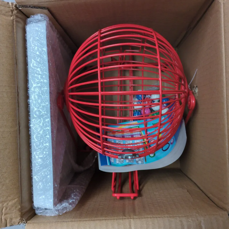 BINGO CAGE WITH 90 NUMBERED BALLS AND CONTROL BOARD – BOXED SET
