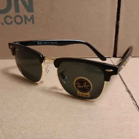 RAY-BAN RB3016 SUNGLASSES - BLACK/GOLD CLUBMASTER STYLE, G-15 LENS