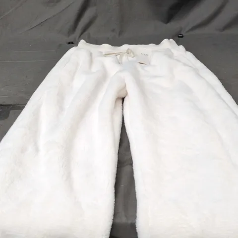 M&S WHITE FLEECE LOUNGE PANTS – UK SMALL, REGULAR LENGTH