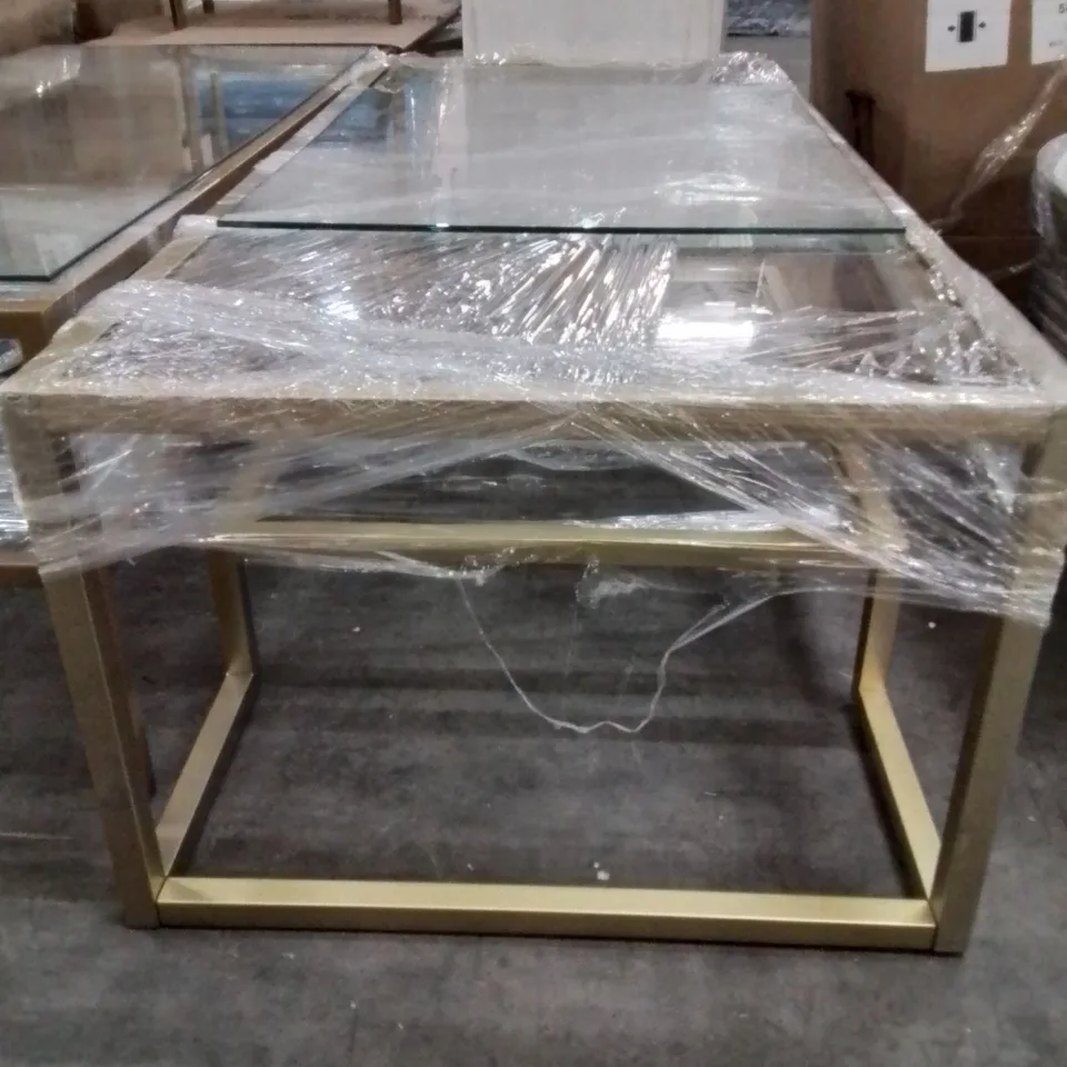 PRE-BUILT GOLD FRAME SET OF 2 COFFEE TABLES