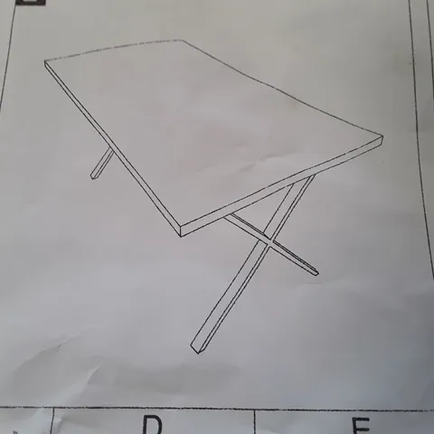 BOXED OAK CROSS LEGGED DINING TABLE (ONLY BOX 2 OF 2)