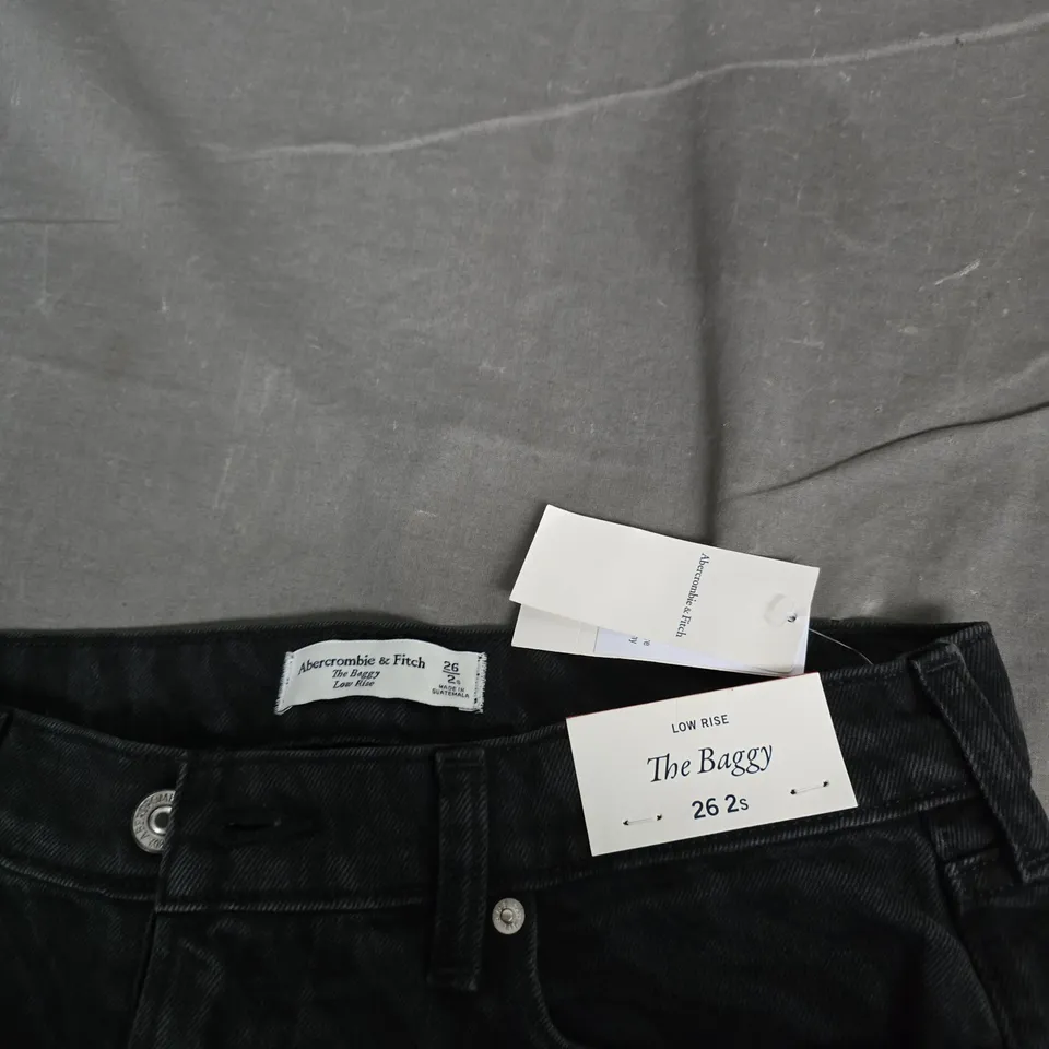 ABERCROMBIE & FITCH THE BAGGY JEANS - BLACK ZEBRA PATTERN, LOW RISE, WAIST 26 (UK 6)