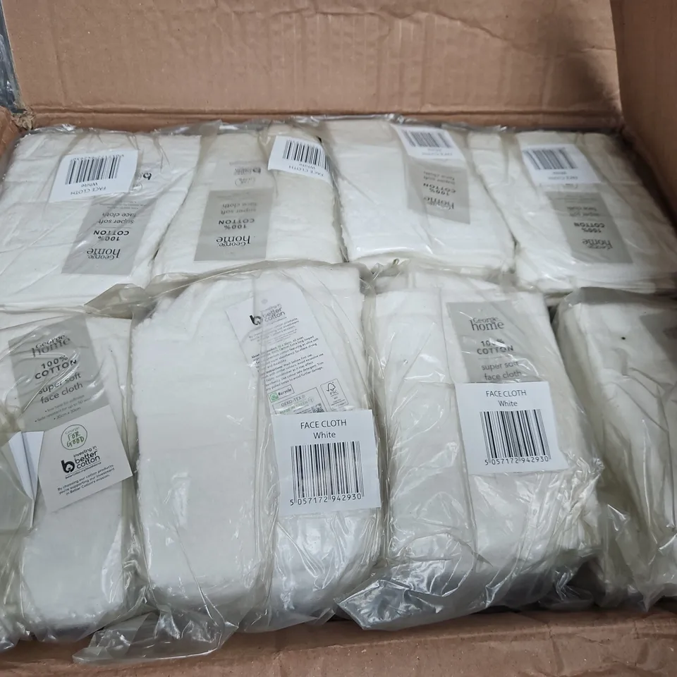 APPROXIMATELY 48 SUPER SOFT FACE CLOTHS IN WHITE