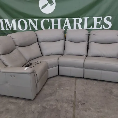 QUALITY BRITISH DESIGNER G PLAN FIRTH POWER RECLINING CORNER GROUP CAMBRIDGE GREY LEATHER