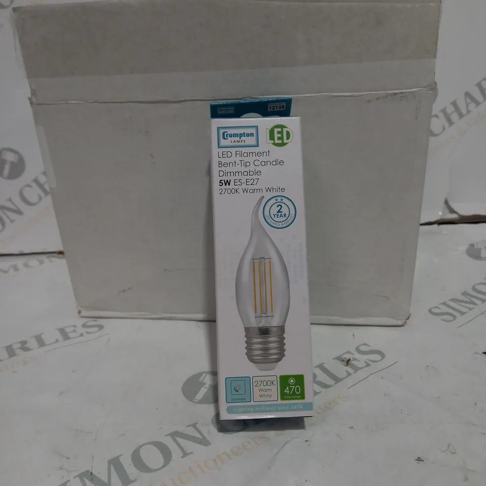 BOX OF 10 LED FILAMENT BENT TIP CANDLE WARM WHITE BULBS