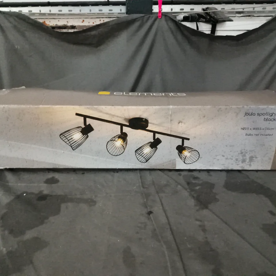 ELEMENTS CEILING SPOTLIGHT BAR – BLACK, 4-LIGHT TRACK LIGHTING