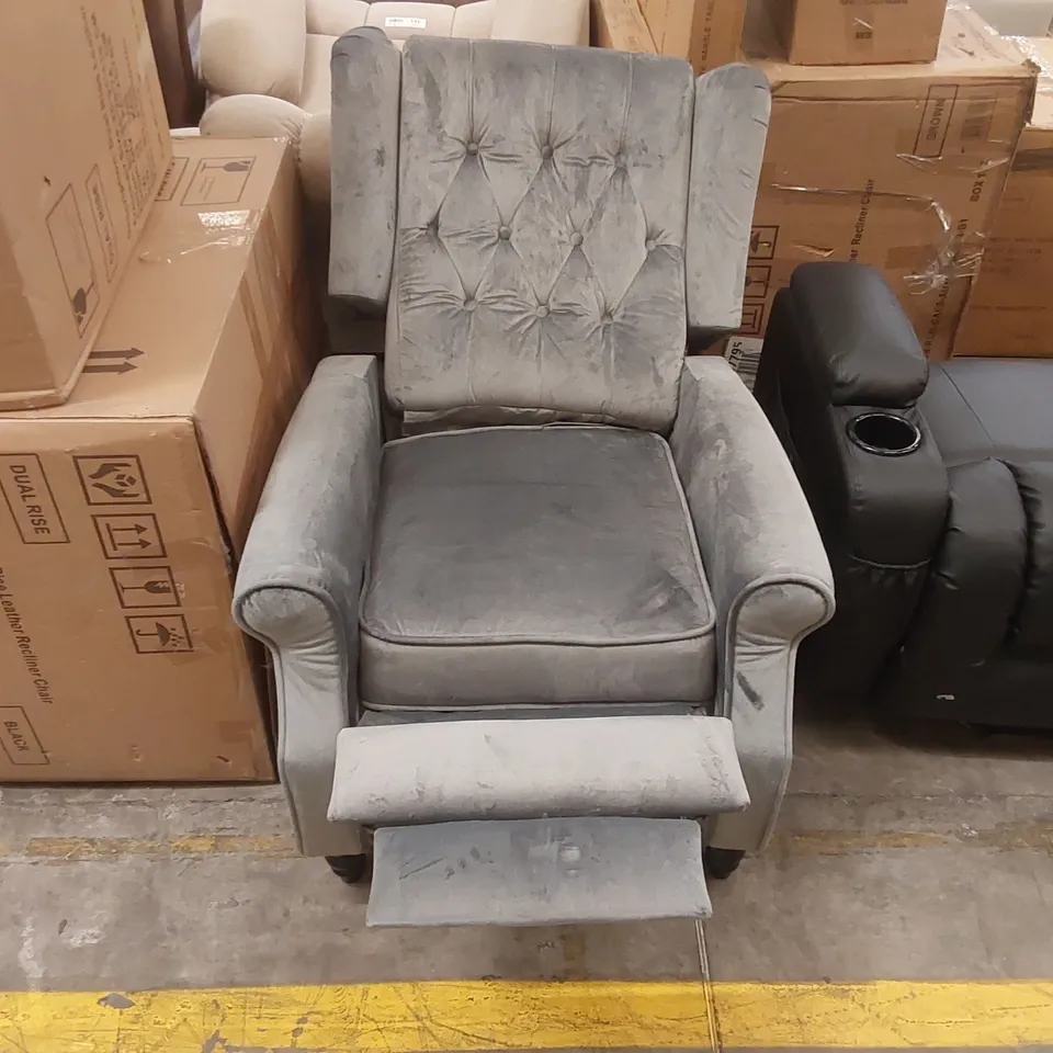 QUALITY DESIGNER VELVET UPHOLSTERED PUSH-BACK ARMCHAIR 