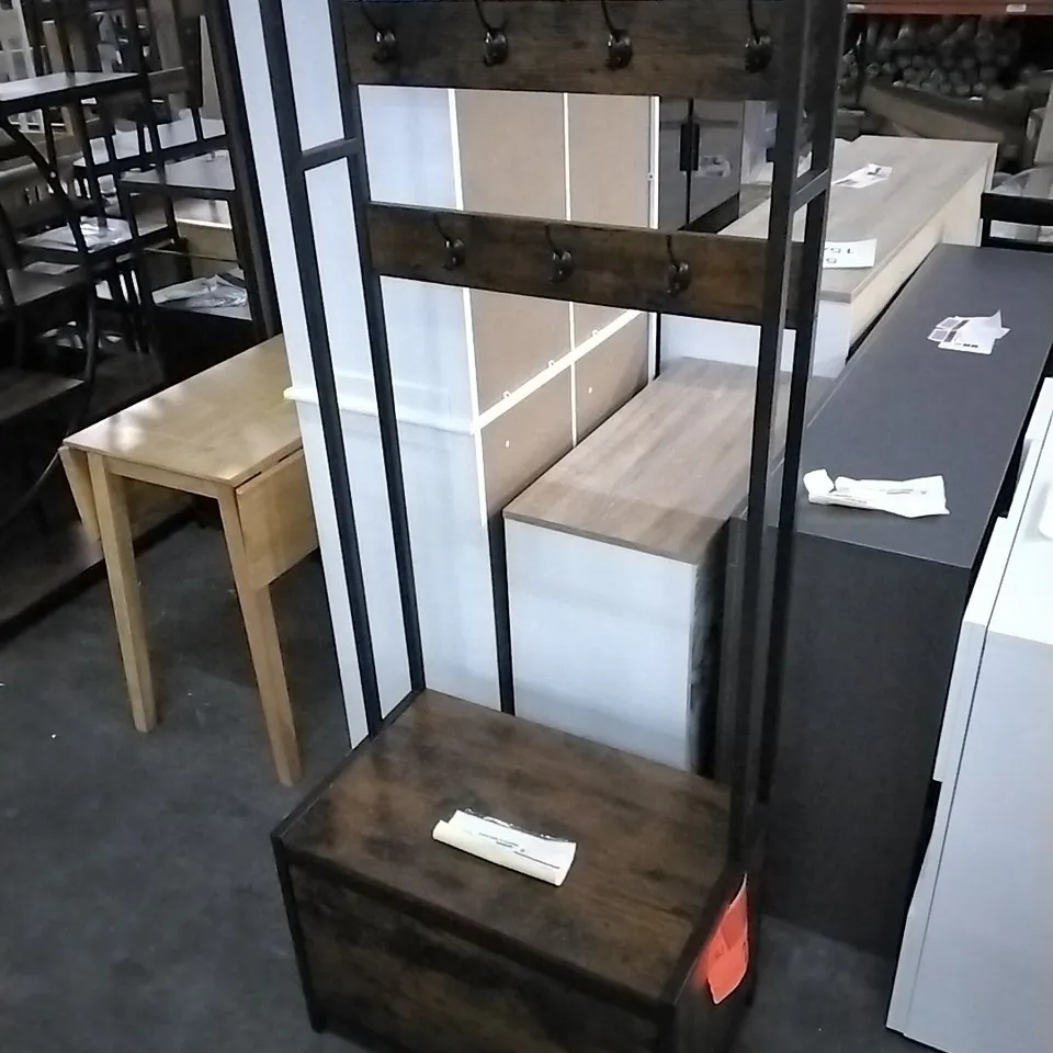 ALIEHS HALL TREE 30CM WIDE WITH BENCH AND SHOD STORAGE - WHITE