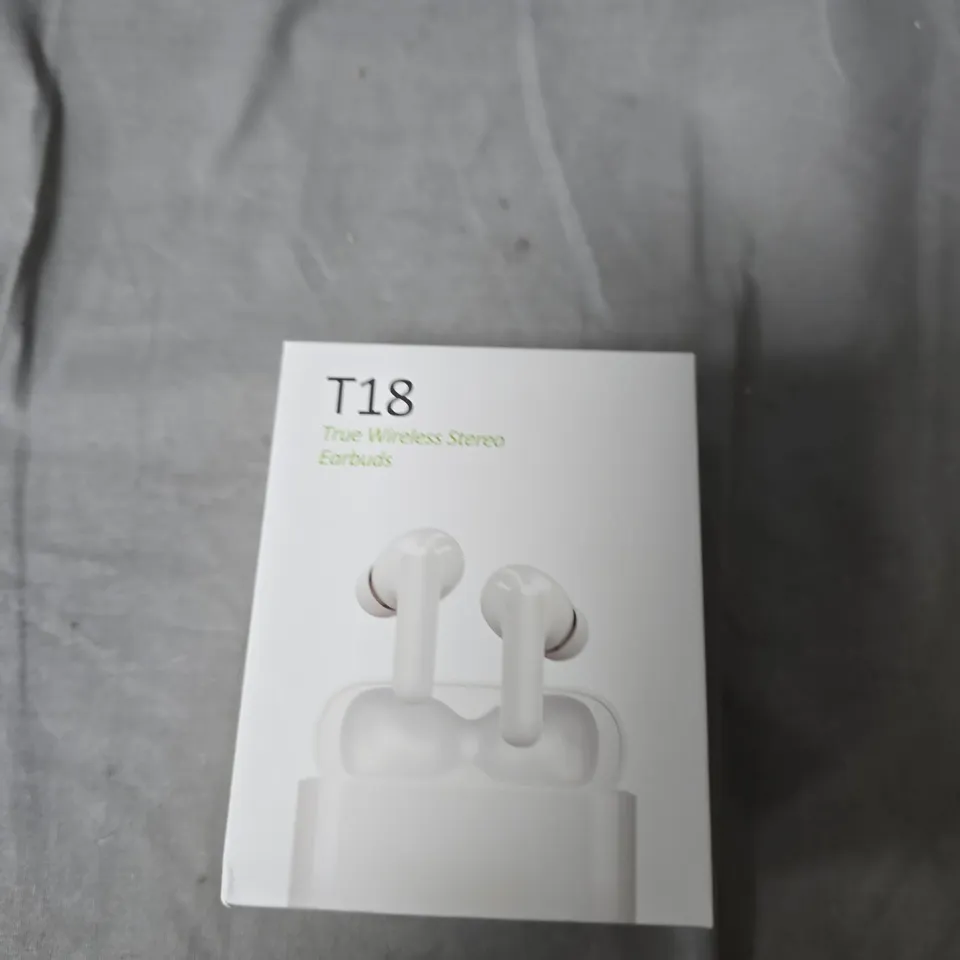 T18 TRUE WIRELESS STEREO EARBUDS WITH CHARGING CASE – WHITE