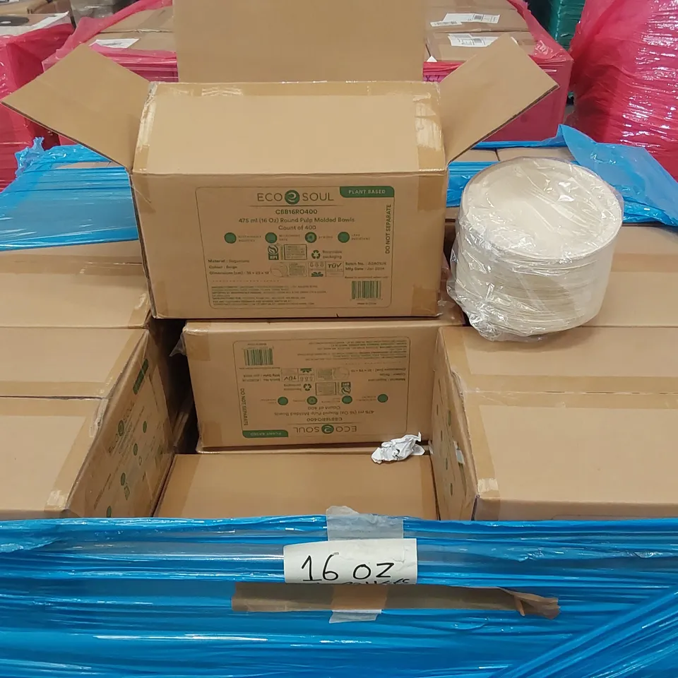 PALLET OF APPROXIMATELY 50 BOXES OF 400x 475ML ROUND PULP MOLDED BOWLS 