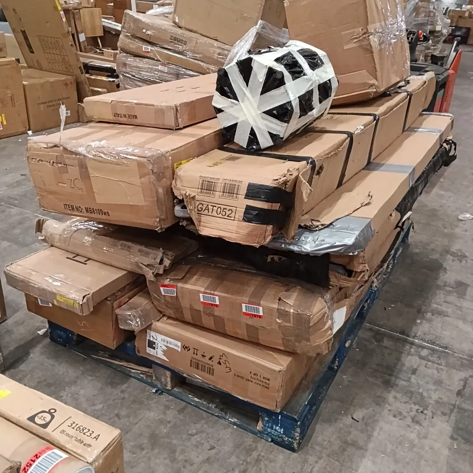 PALLET OF ASSORTED, INCOMPLETE FURNITURE PARTS AND PIECES 