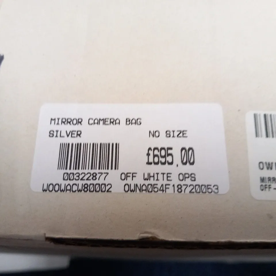 BOXED OFF-WHITE SILVER MIRROR CAMERA BAG