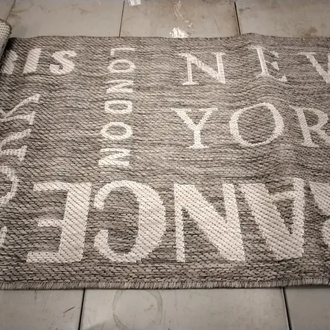 BRAND NEW VALENSIA GREY RECTANGULAR RUG - SIZE 60CM X 110CM 