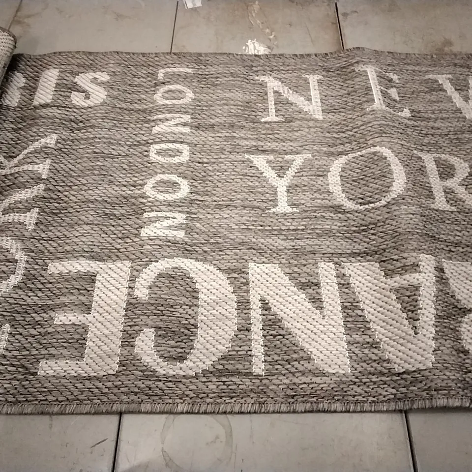 BRAND NEW VALENSIA GREY RECTANGULAR RUG - SIZE 60CM X 110CM 