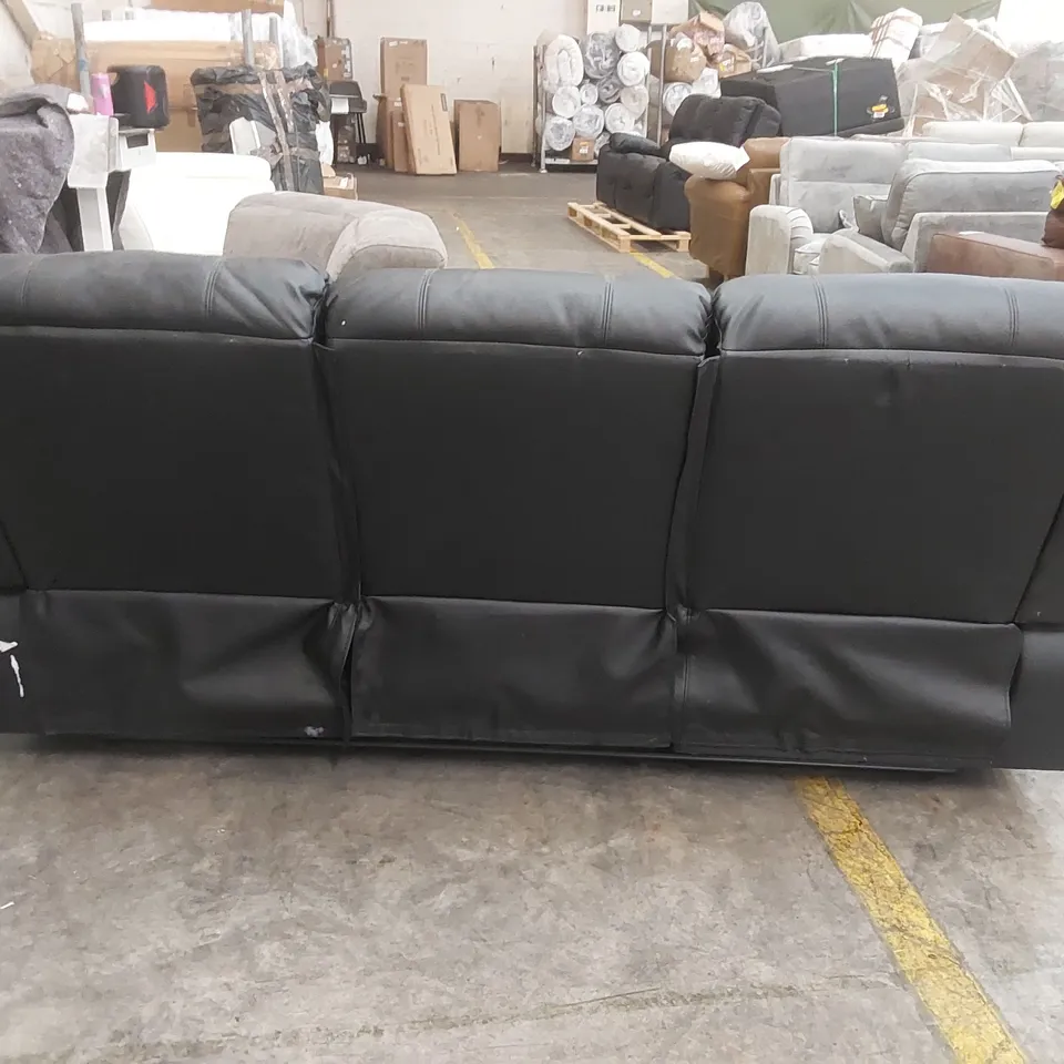 QUALITY DESIGNER MANERVIS 3 SEATER MANUAL RECLINING FAUX LEATHER SOFA 
