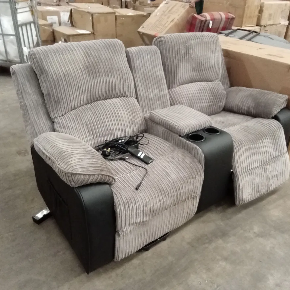 POSTANA DUAL MOTOR RISE RECLINER 2 SEATER SOFA GREY